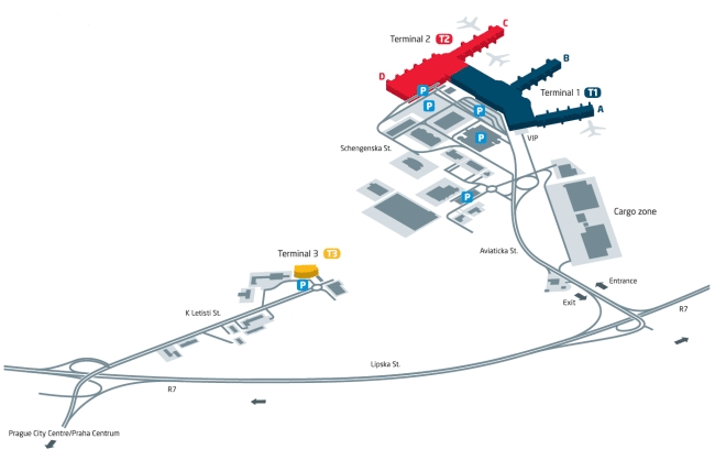 Prague Airport Terminals Map