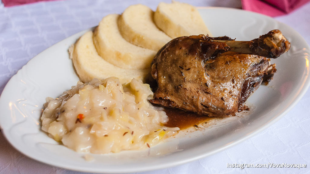 Roasted duck in Prague