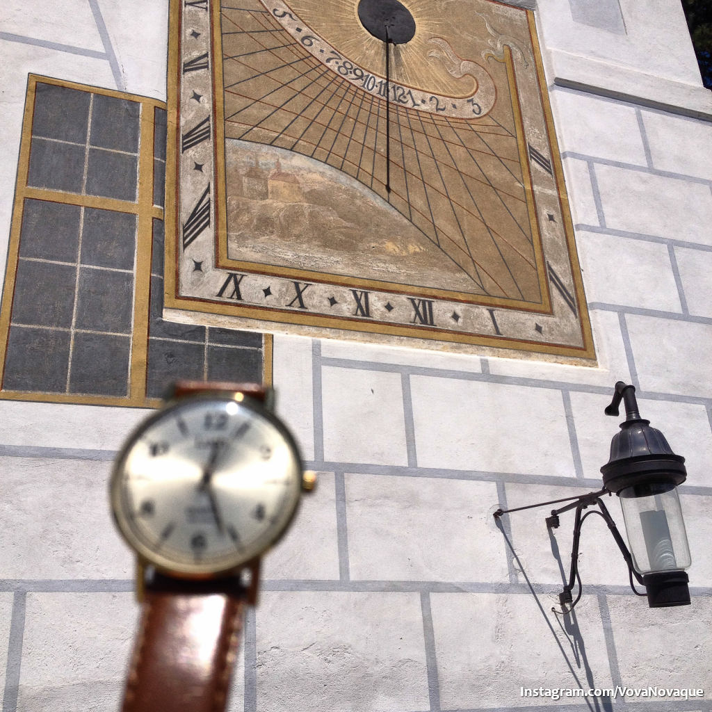Old sun watch in Krumlov