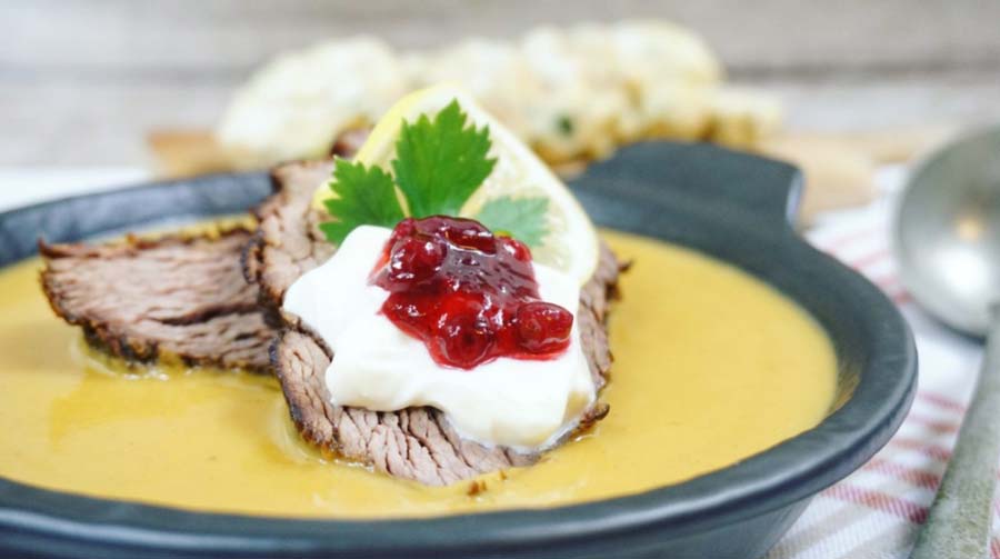 Sirloin with cream sauce in Prague