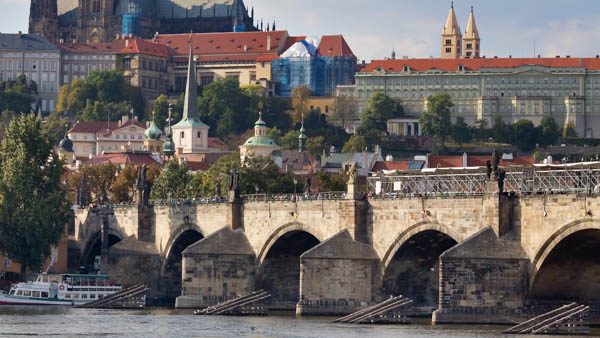 Construction of Charles Bridge in Prague