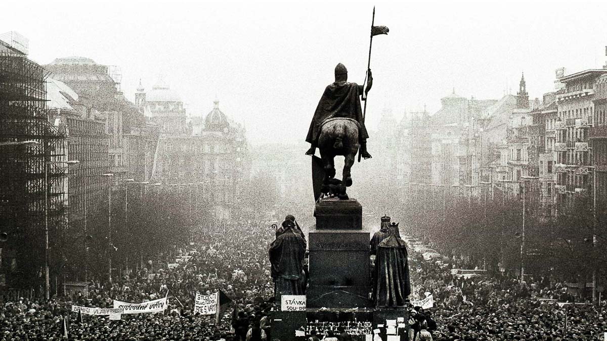 Velvet Revolution on Wenceslas Square