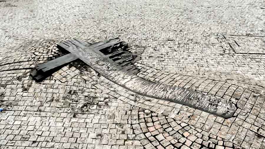 Cross near National Museum in Prague Jan Palach